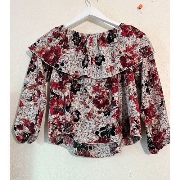 Aritzia Wilfred Womens Floral Long Sleeve Off-Shoulder Blouse Top XS Multicolor - Picture 4 of 10